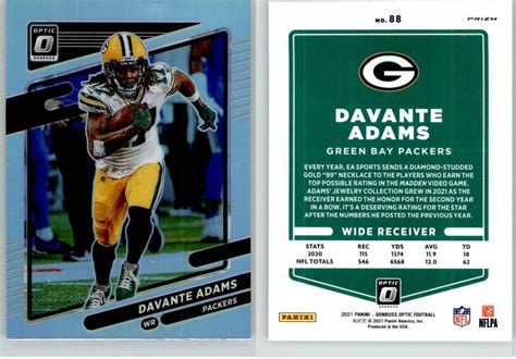 Davante Adams Donruss Optic Silver Holo Prizm Packers Raiders