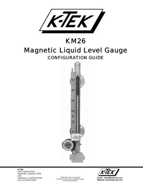 KM26 Magnetic Liquid Level Gauge CONFIGURATION GUIDE