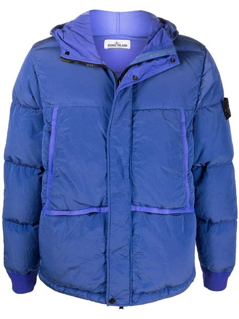 Stone Island Compass Badge Padded Jacket Blue FARFETCH HK