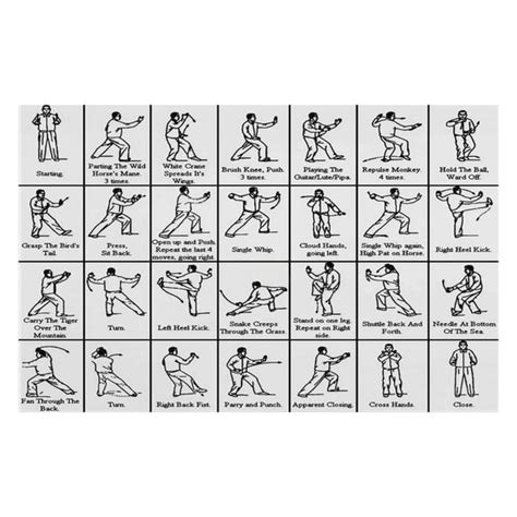 tai chi  step training poster martial arts practice chart