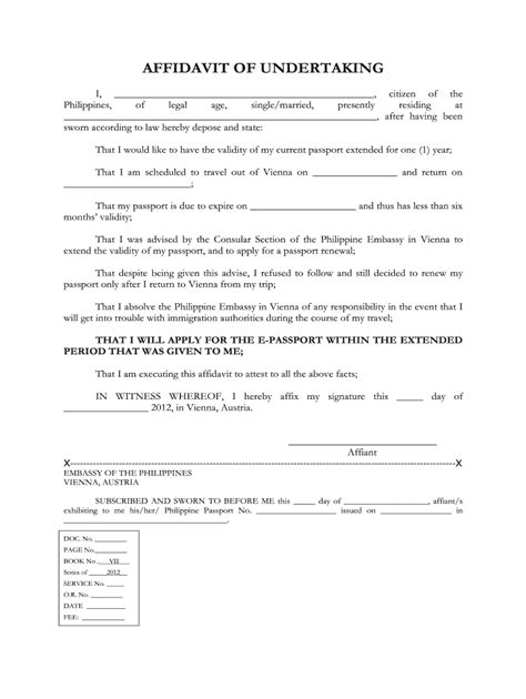 Affidavit Of Undertaking Fill Online Printable Fillable Blank