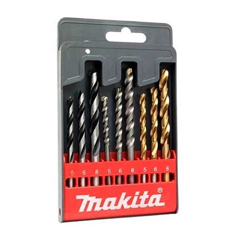 Conjunto de Brocas 9 peças Para Concreto Madeira e Metal Makita