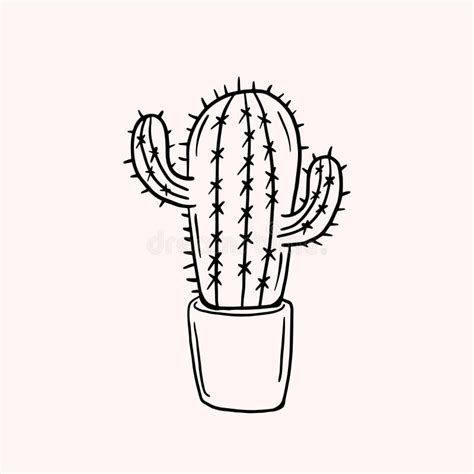 Aesthetic Minimalist Cactus Drawing