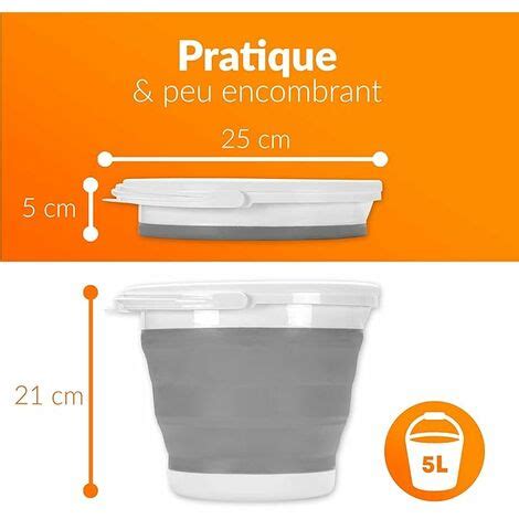 Seau Pliable Litres Avec Couvercle Sceau Retractable L En Silicone