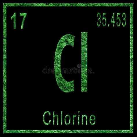 chlorine chemical element green edition stock illustration