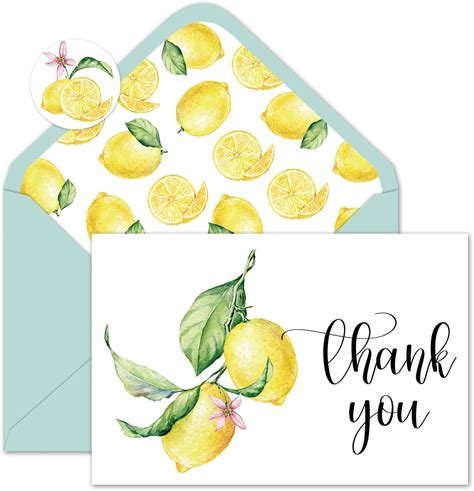 Amazon Whaline Pack Lemon Thank You Cards Bulk Boxed Fruit