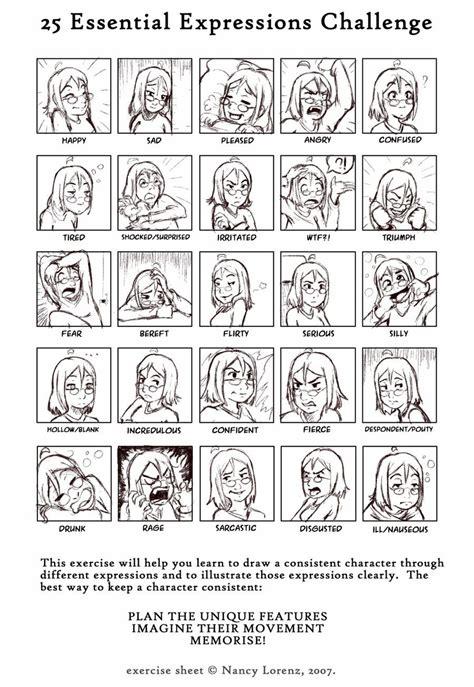 25 Essential Expressions Challenge By Meli On Deviantart Expression Challenge Facial