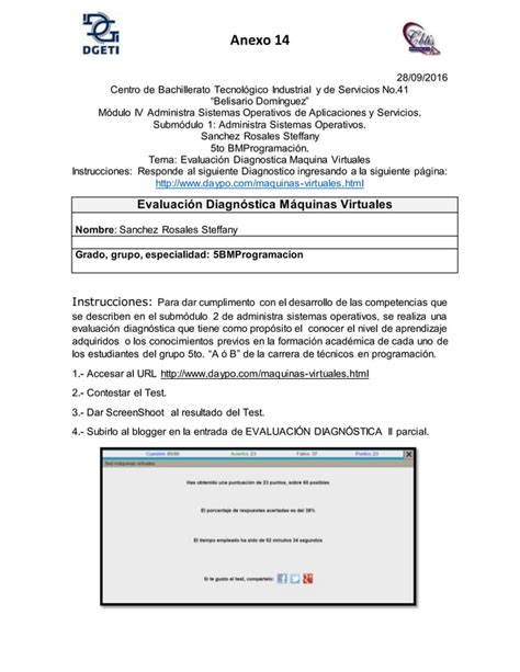 Anexo 14 test de evaluación diagnóstico de maquinas virtuales PDF