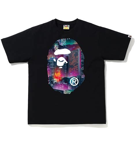 Bape Neon Tokyo Big Ape Head Tee Black Ss20 Gb