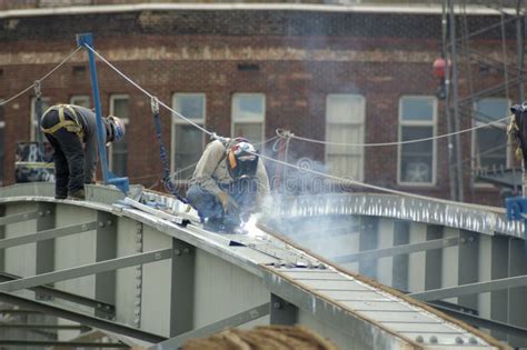 Bridge Steel Construction Welder Stock Photo Image Of Wide Span 1054644