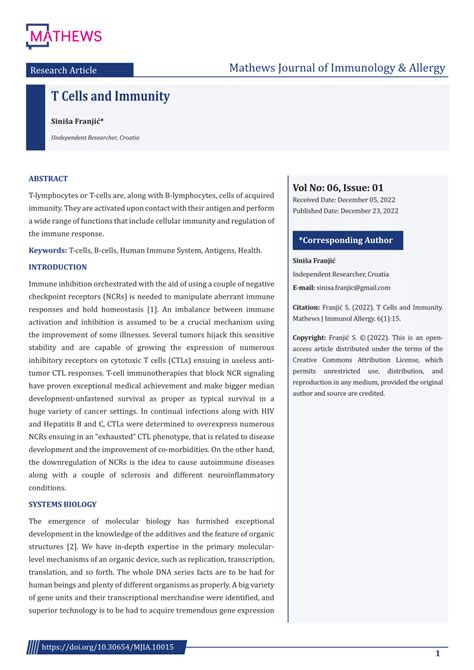 (PDF) T Cells and Immunity