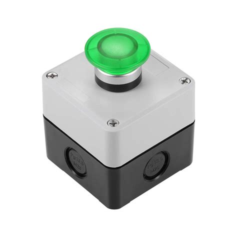 Uxcell Push Button Switch Station Momentary Nc No Mushroom Green