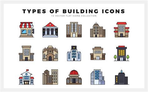 15 Tipos de Edifício Linear Ilustração vetorial do pacote de ícones de