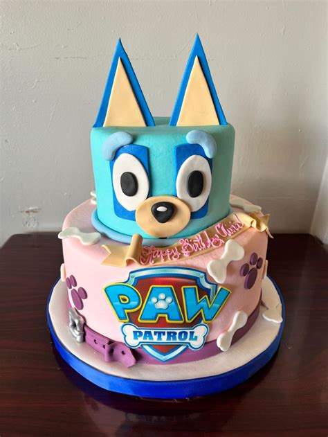 Paw Patrol And Bluey 2 Tier Birthday Cake Adrienne And Co Bakery