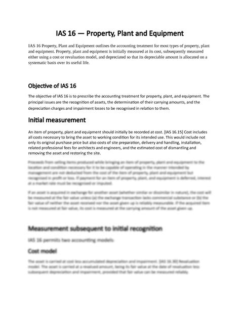 SOLUTION Ias 16 Property Plant And Equipment Studypool