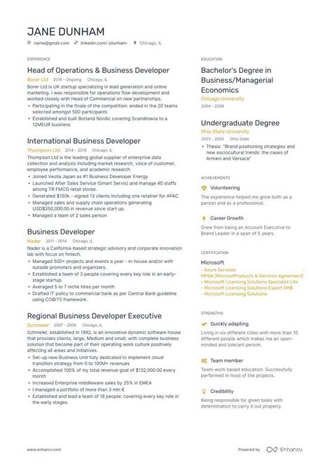 Business Development Resume Samples 4 Templates Tips Layout