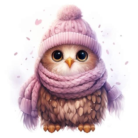 Premium Ai Image There Is A Cartoon Owl Wearing A Hat And Scarf