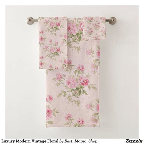 Luxury Modern Vintage Floral Bath Towel Set Floral Bath Towels