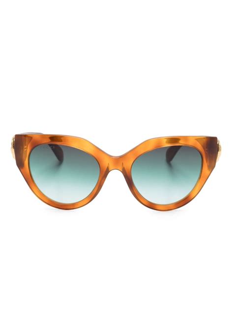 Gucci Eyewear Tortoiseshell Effect Cat Eye Frame Sunglasses Brown