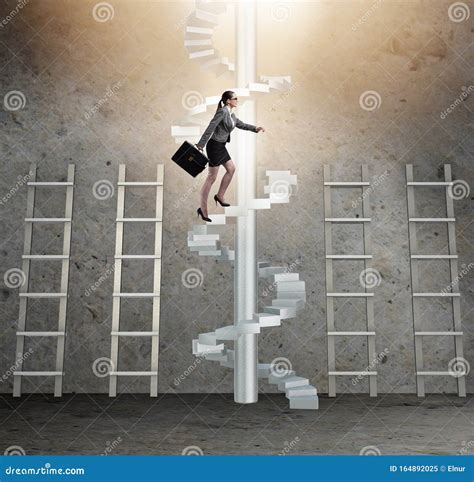 Career Progression Concept with Ladders and Staircase Stock Image