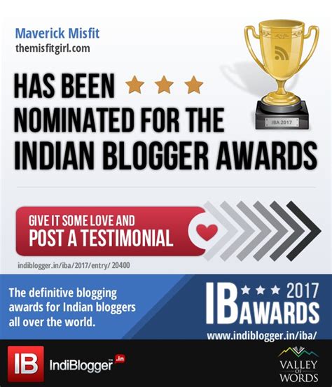 Yet another Contestant #IBAwards2017 | Maverick Misfit