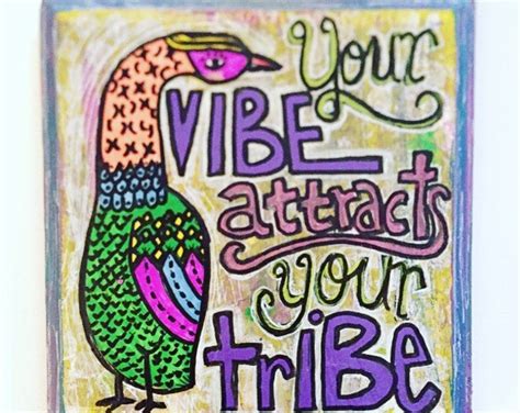 Your Vibe Attracts Your Tribe Wall Art, Boho Wood Folk Art Wall ...