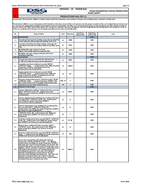 05 Boq Tender Pdf Deep Foundation Concrete