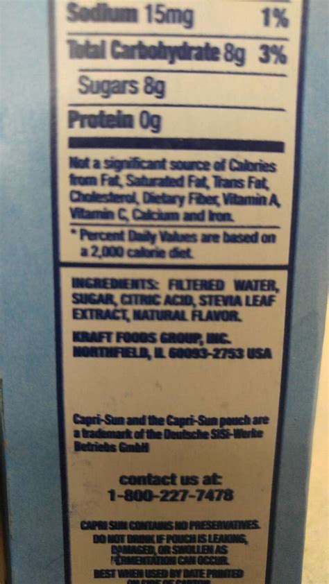 Capri Sun Nutrition Facts | Besto Blog