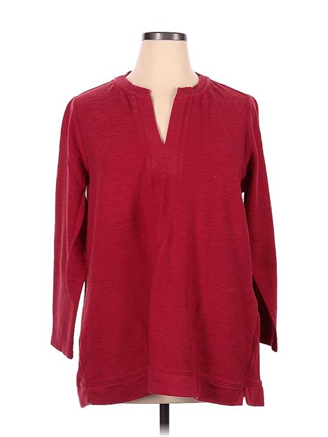 J Jill Burgundy Long Sleeve Top Size XL 65 Off ThredUp