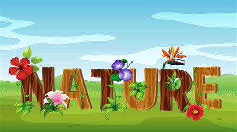 Font design for word nature with many flowers 519517 Vector Art at Vecteezy