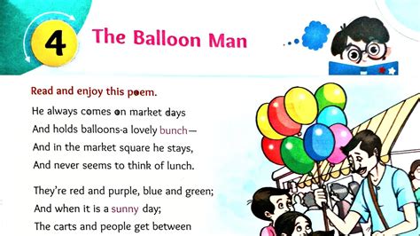 English Poem The Balloon Man English Class 3 Lesson 4 Poem The