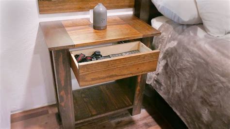 Easy Diy Rustic Farmhouse Bedside Table With Drawer No Glue Youtube