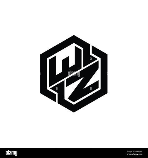 Wz Logo Monogram Gaming With Hexagon Geometric Shape Design Template