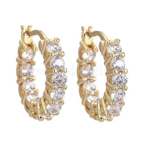 Wholesale Brass Micro Pave Clear Cubic Zirconia Hoop Earrings