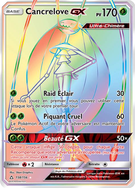 Carte Pokémon Cancrelove GX 158 156 SL Ultra Prisme à l unité