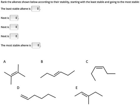 Solved Rank The Alkenes Shown Below According To Their Stability