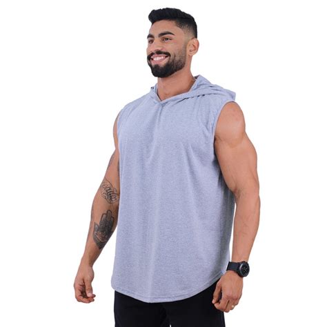 Regata Longline Machão Masculina Touca Para Academia Treino Algodão