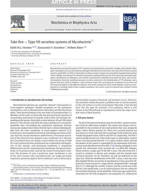 PDF Take Five Type VII Secretion Systems Of Mycobacteria DOKUMEN TIPS