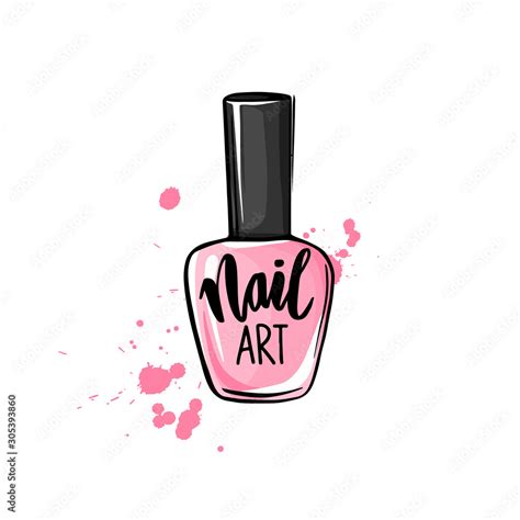 Vector Nail Polish Bottle Handwritten Lettering About Nails And