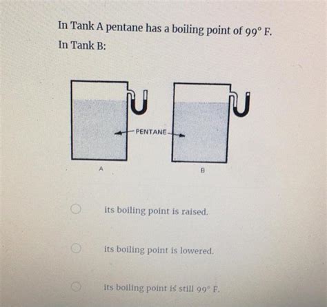 Solved In Tank A pentane has a boiling point of 99° F. In | Chegg.com