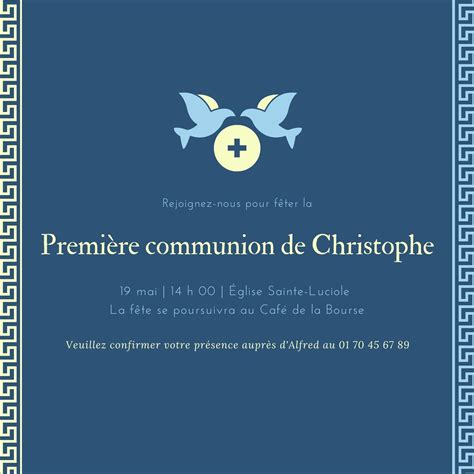 Faire part Invitations de communion Modèles gratuits Canva