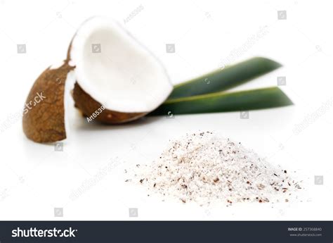 Grounded Coconut Flakes Isolate On White Stock Photo