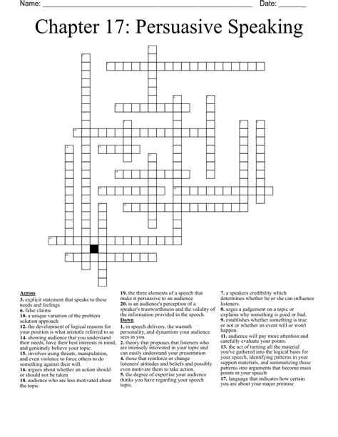 Chapter 17 Persuasive Speaking Crossword Wordmint