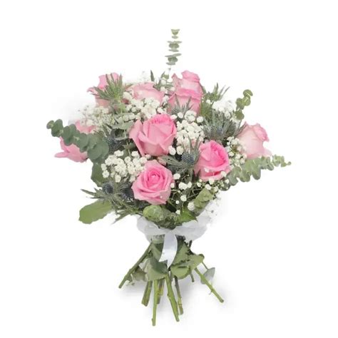 Arrangement Of Dozen Pink Stem Roses Gulfflora