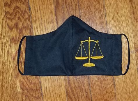 Scales Of Justice Face Mask Embroidered Lawyer Attorney Judges Etsy