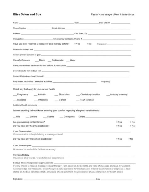 Facial Waiver Forms Printable Printable Forms Free Online