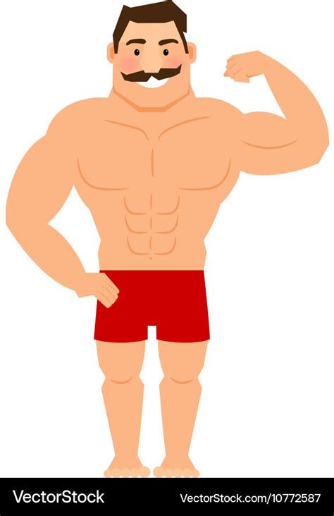 Beautiful cartoon muscular man with mustache Vector Image