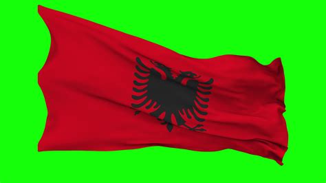 Albania Flag Waving Seamless Loop In Wind Chroma Key Green Screen