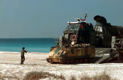 An Egyptian Armored Personnel Carrier Is Directed Off Of A U S Navy Lcac