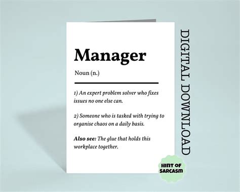 manager definition print  home leavingcard digital  etsy